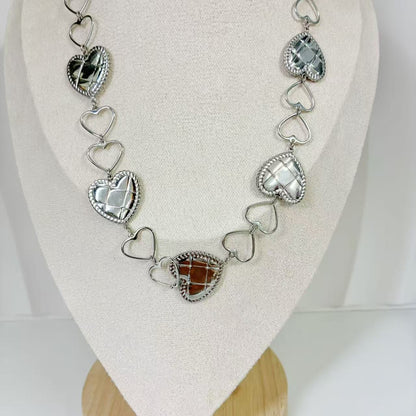 (C202)Collana cuori girocollo in acciaio inox