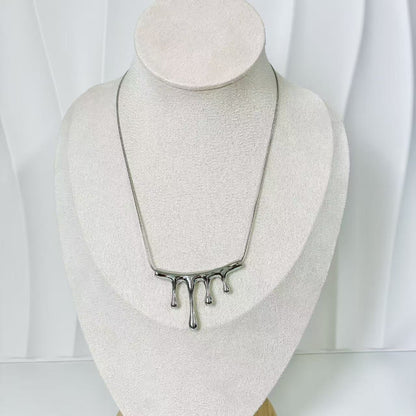 (C249)Collana con ciondolo punto luce in acciaio inox