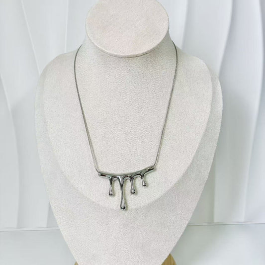 (C249)Collana con ciondolo punto luce in acciaio inox