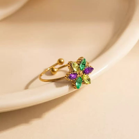 [Offerte] Anello "Bocciolo di Luce" tricolori – Corolla di Cristalli Regolabile