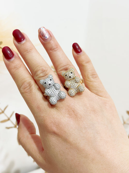 Anello orsetto con strass in ottone(A9)