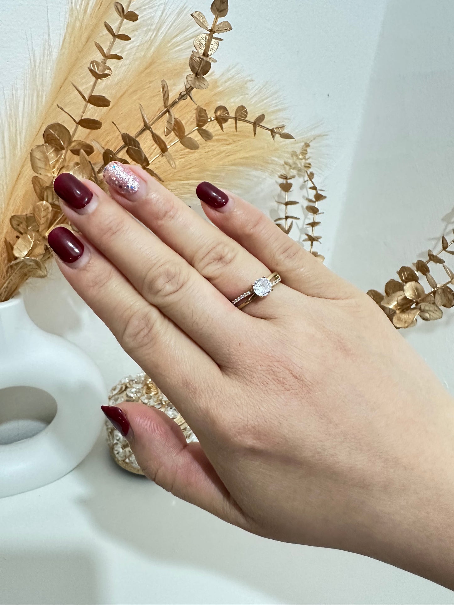 Anello con zirconi regolabile in acciaio inox (A63)