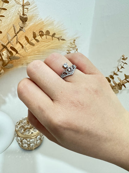 Anello con zirconi corona acciaio inox (A65)