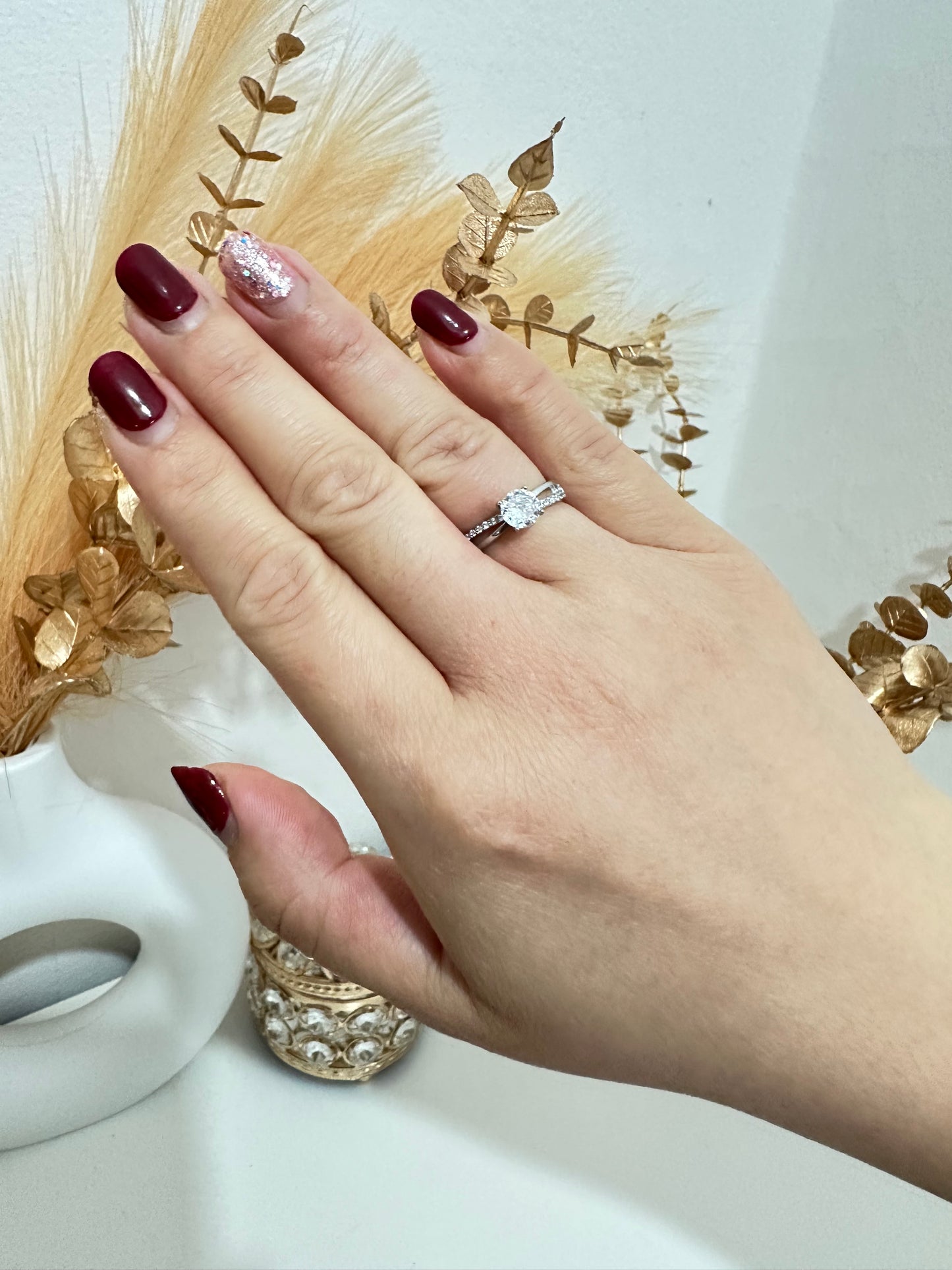 Anello con zirconi regolabile in acciaio inox (A63)