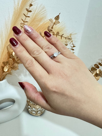 Anello con zirconi regolabile in acciaio inox (A63)