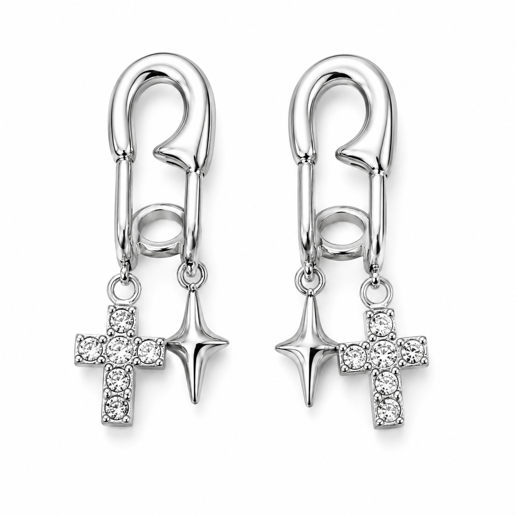 Orecchini “Spilla Glam” | in acciaio inox