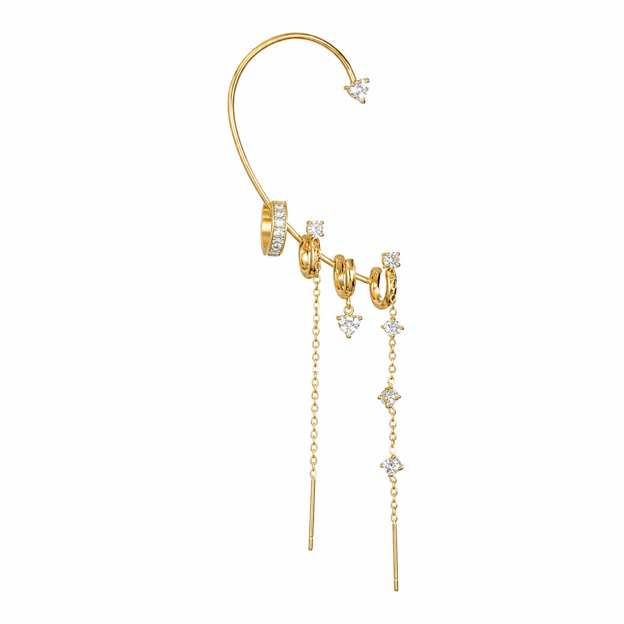 Ear cuff multiplo “Cascata di Luce” | in acciaio inox
