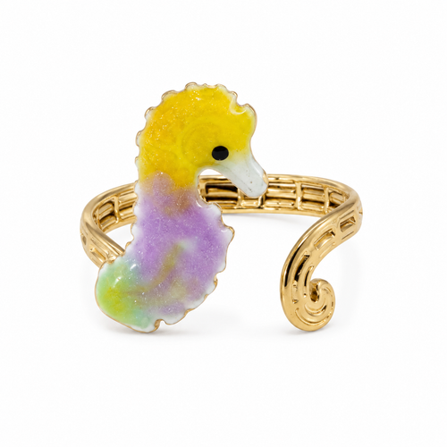 Anello smaltato cangiante | in acciaio inox