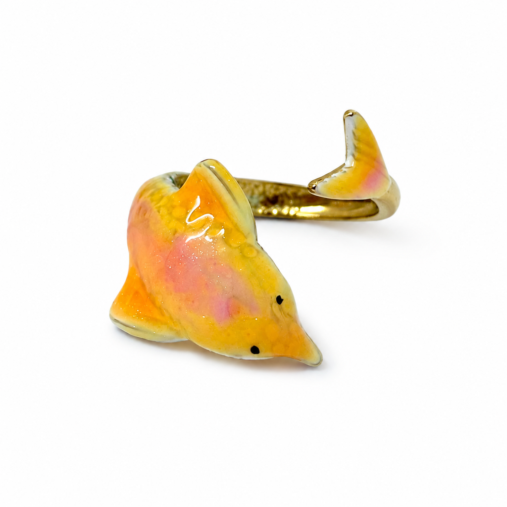 Anello smaltato cangiante | in acciaio inox