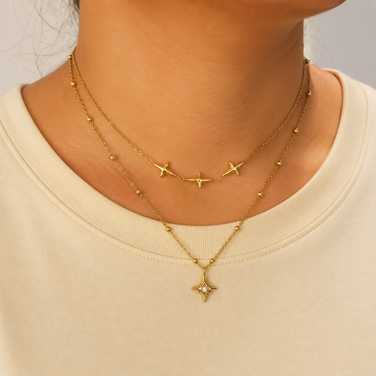 Collana “Doppia Stella” | in acciaio inox