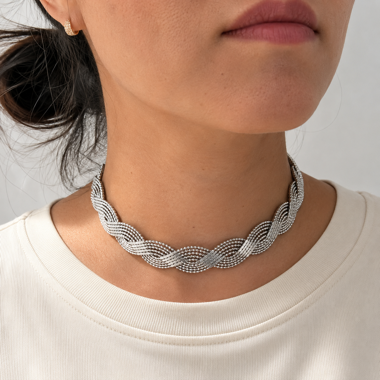Collana “Onda Intrecciata” | in acciaio inox