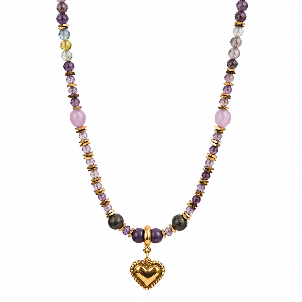 Collana con le pietre naturali (Amestista) 49cm