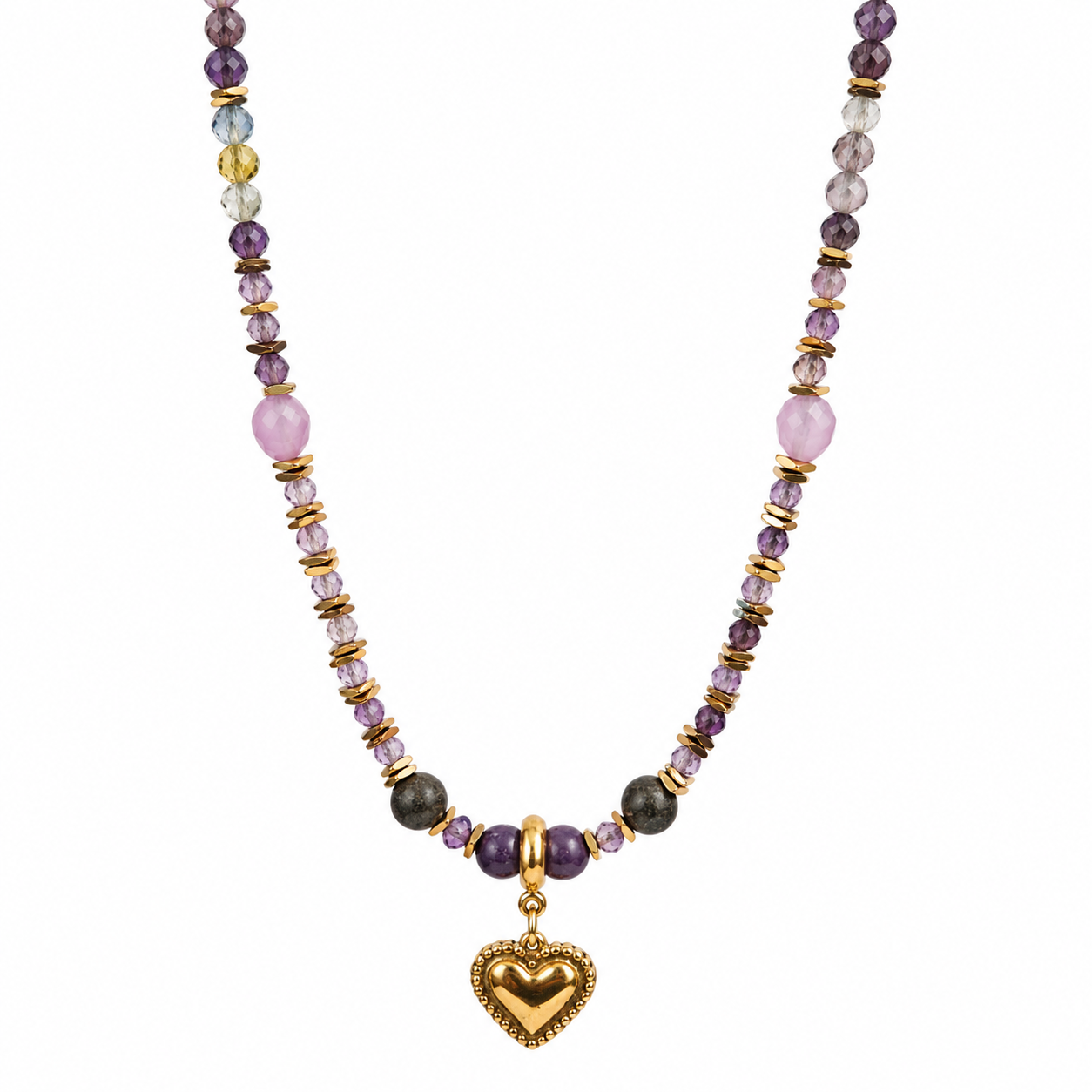 Collana con le pietre naturali (Amestista) 49cm