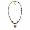 Collana con le pietre naturali (Amestista) 49cm