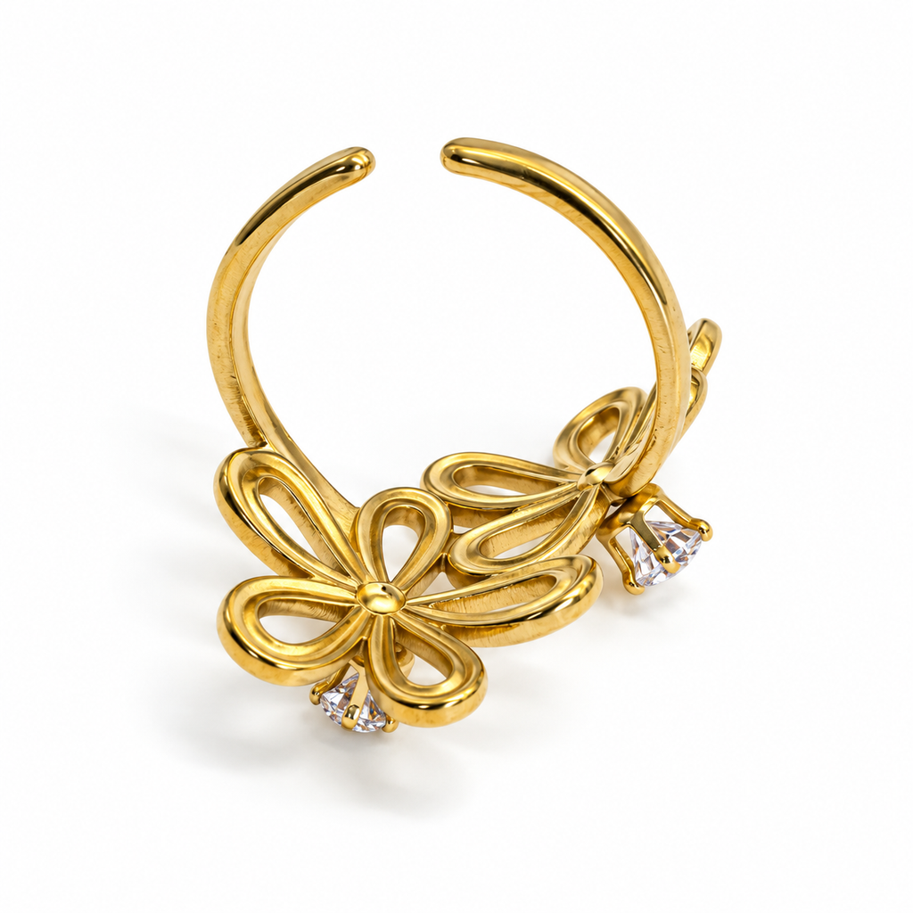 Anello Petali Gemelli | in acciaio inox