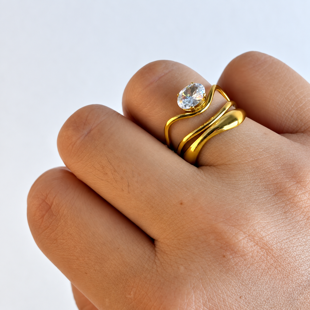 Anello Wave | in acciaio inox