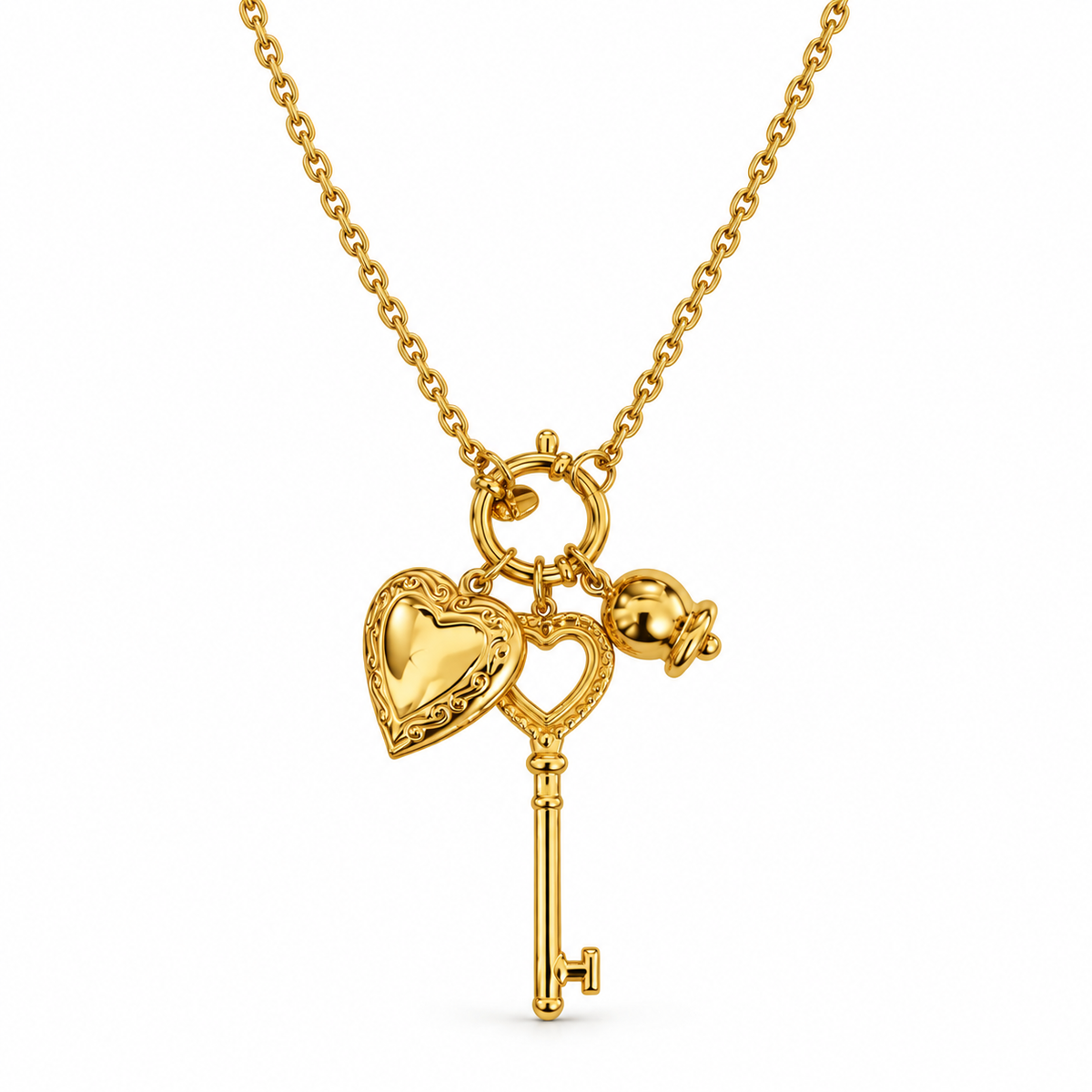 Collana Chiave del Cuore | 78cm | in acciaio inox
