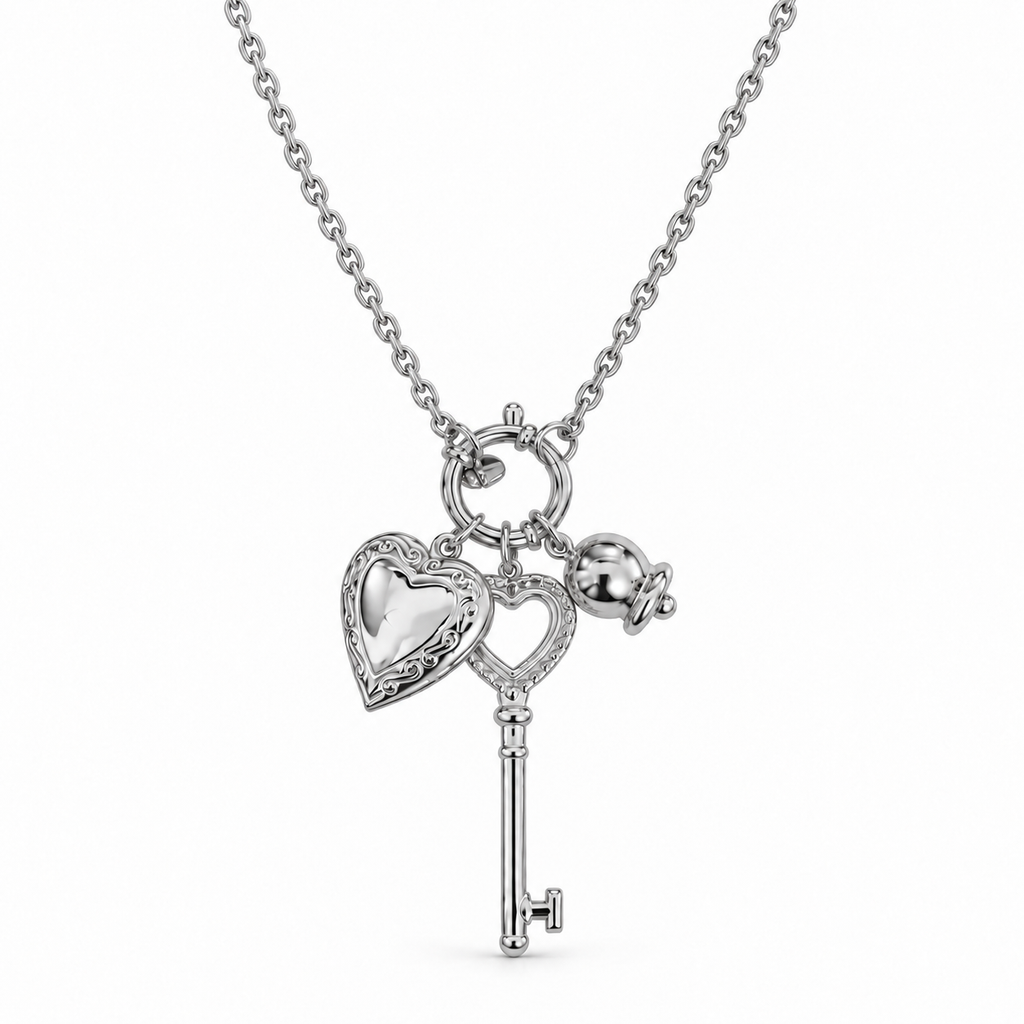 Collana Chiave del Cuore | 78cm | in acciaio inox