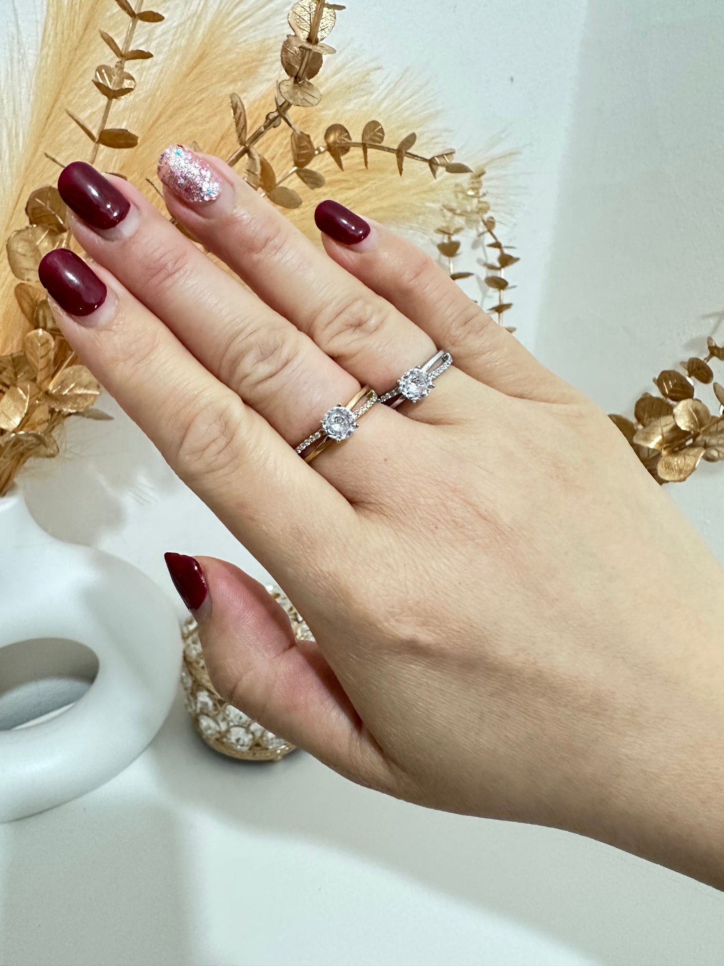 Anello con zirconi regolabile in acciaio inox (A63)