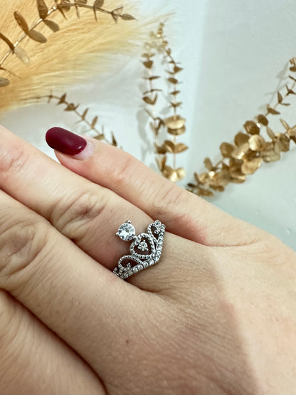 Anello con zirconi corona acciaio inox (A65)