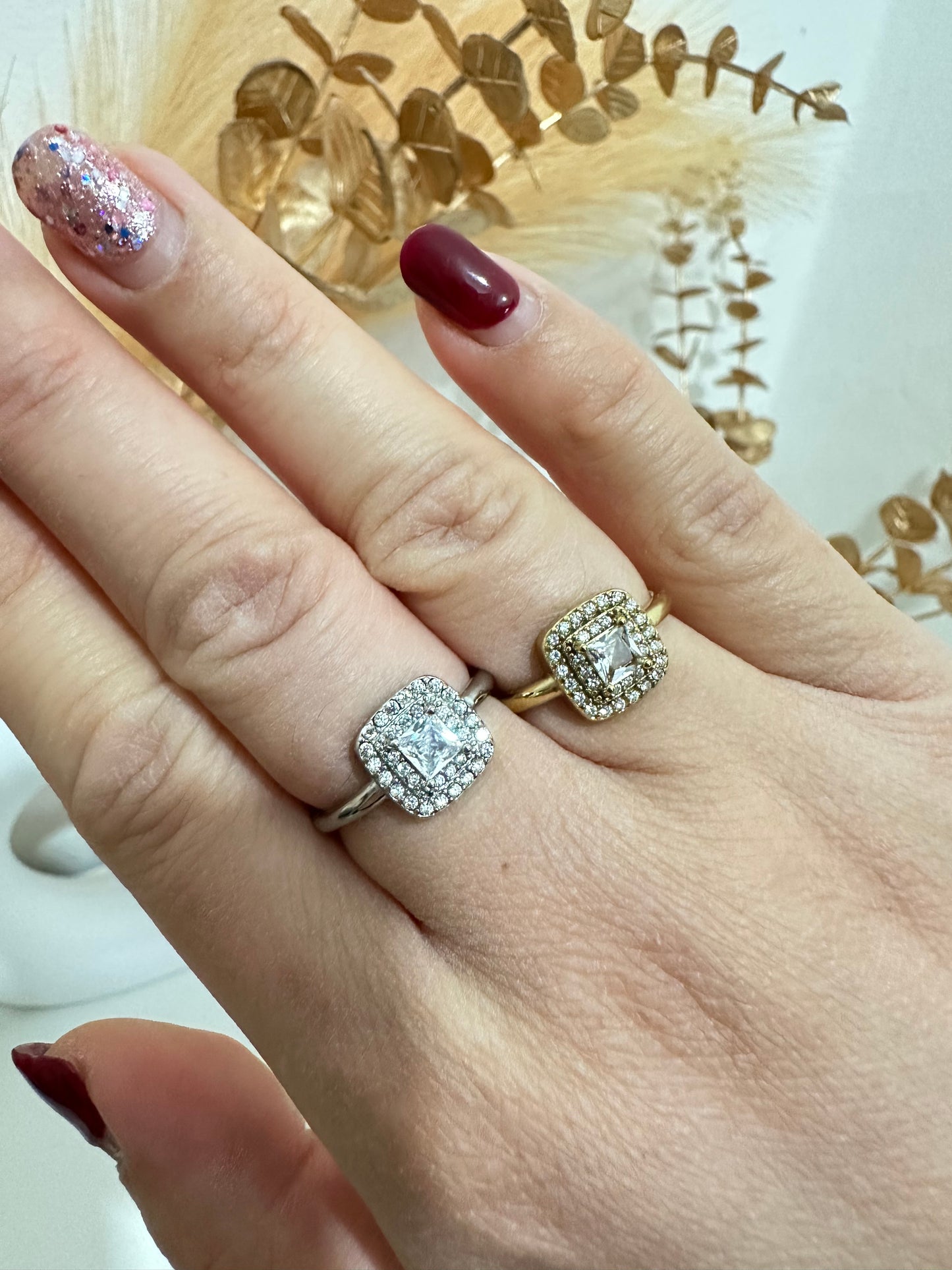 Anello con zirconi luminosi regolabili acciaio inox (A36)