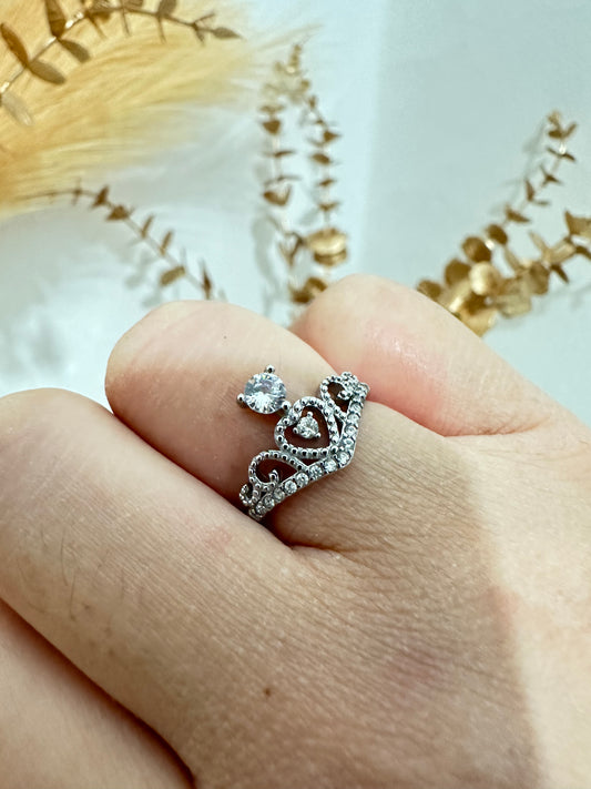 Anello con zirconi corona acciaio inox (A65)