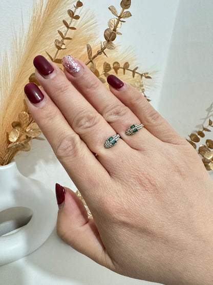 Anello serpente strass regolabile in acciaio inox (A46)