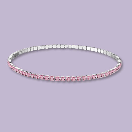 (B165)Bracciale tennis elastico un acciaio inox