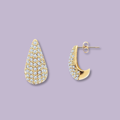 (O086)Orecchini goccioline con pave' in acciaio inox