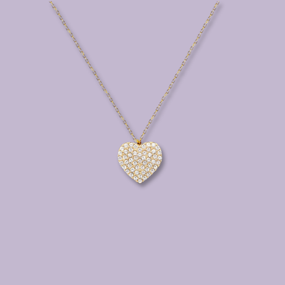 (C279)Collana cuore pave' in acciaio inox