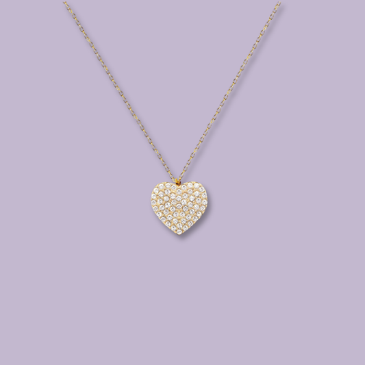 (C279)Collana cuore pave' in acciaio inox