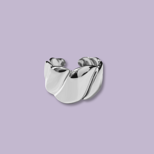 (A142)Anello regolabile fascia onda in acciaio inox