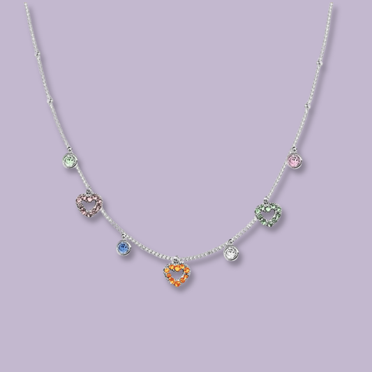 (C282)Collana mini cuoricini in acciaio inox