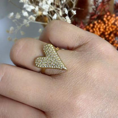 Anello “Cuore Pavé Brillante” – Romantico Statement Luminoso