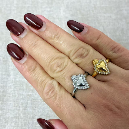 Anello Cuore Sacro con Zirconi