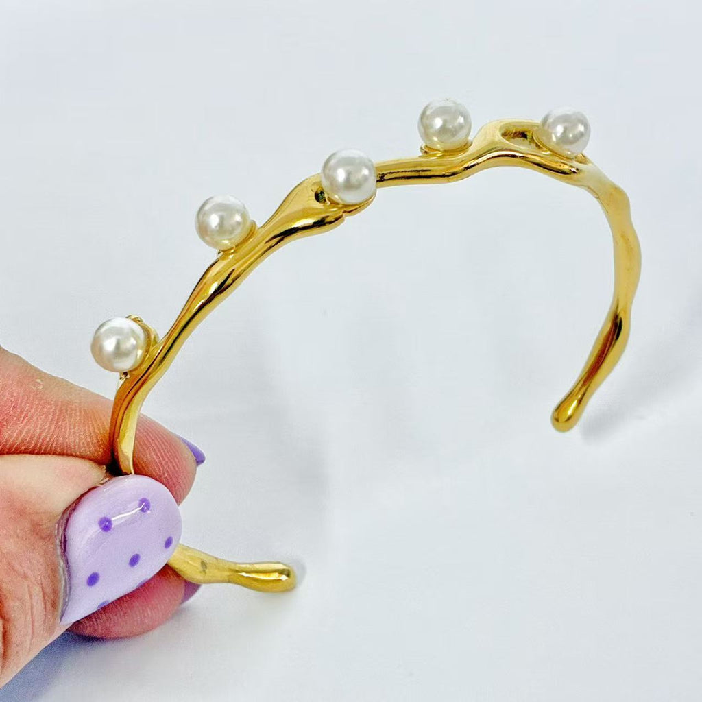 Bracciale “Ramo di Perle” | semirigido | in acciaio inox