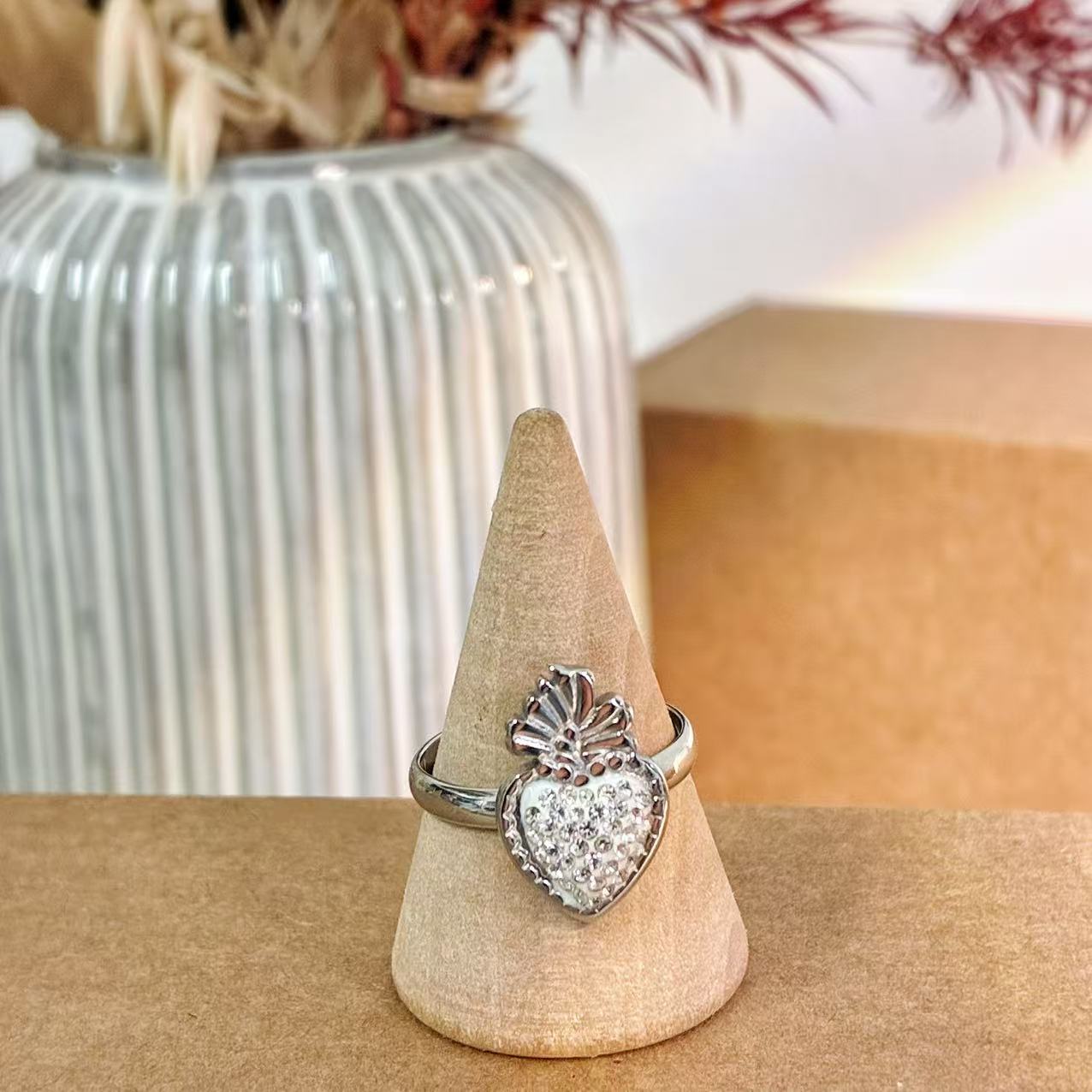 Anello Cuore Sacro Brillante