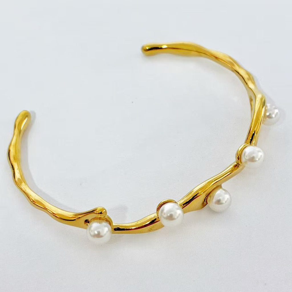 Bracciale “Ramo di Perle” | semirigido | in acciaio inox