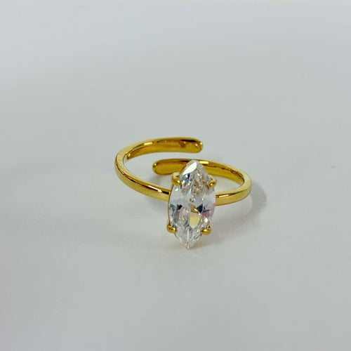 Anello aperto “Luce Navette” | regolabile | in acciaio inox