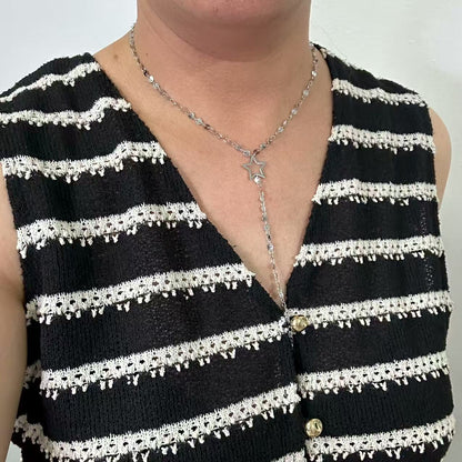 (C278)Collana stella con pendente lungo in acciaio inox