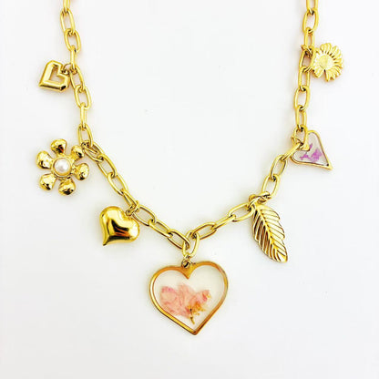 Collana Charm Botanica – Motivi Naturali  Cuori