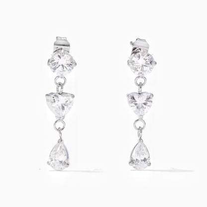 Orecchini "Trilogia di Cristallo" – Pendenti Luminosi in Acciaio