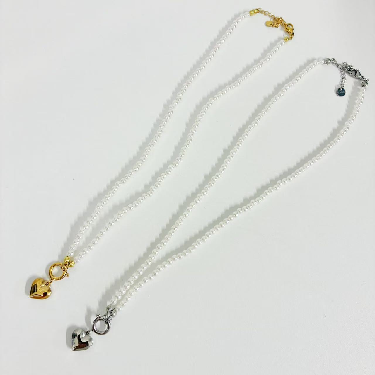 (C213)Collana ciondolo cuore bombato in acciaio inox