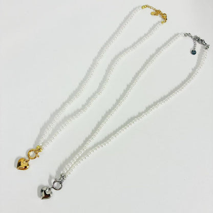 (C213)Collana ciondolo cuore bombato in acciaio inox