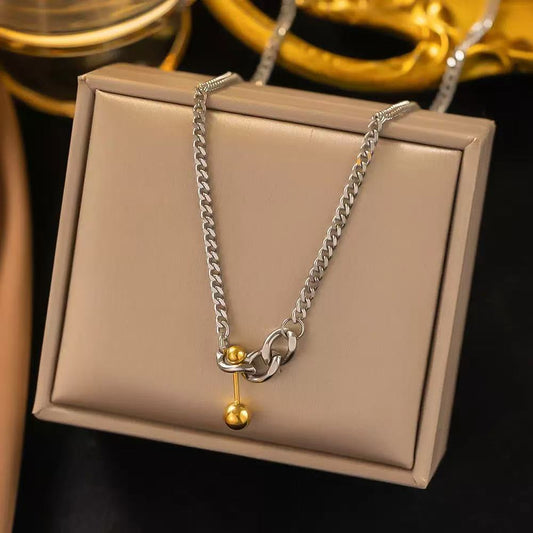 Collana Bicolore con Pendente Sferico