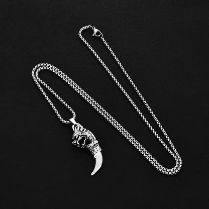 (C337)Collana Uomo Gotica con Drago e Artiglio