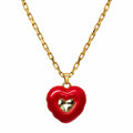 Collana doppia faccia cuore rosso 65cm | in acciaio inox