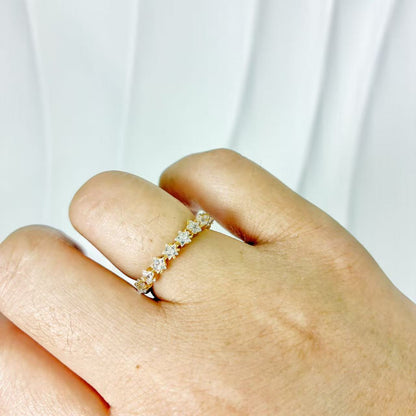 (A135)Anello stelle zirconi regolabile in acciaio inox