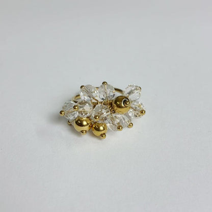 Anello con Perline Cristalline – Acciaio Inossidabile Oro