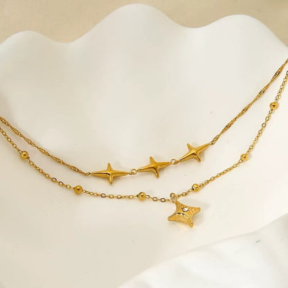 Collana a Due Fili con Dettagli Stellari — Eleganza Sottile e Fascino Celestiale